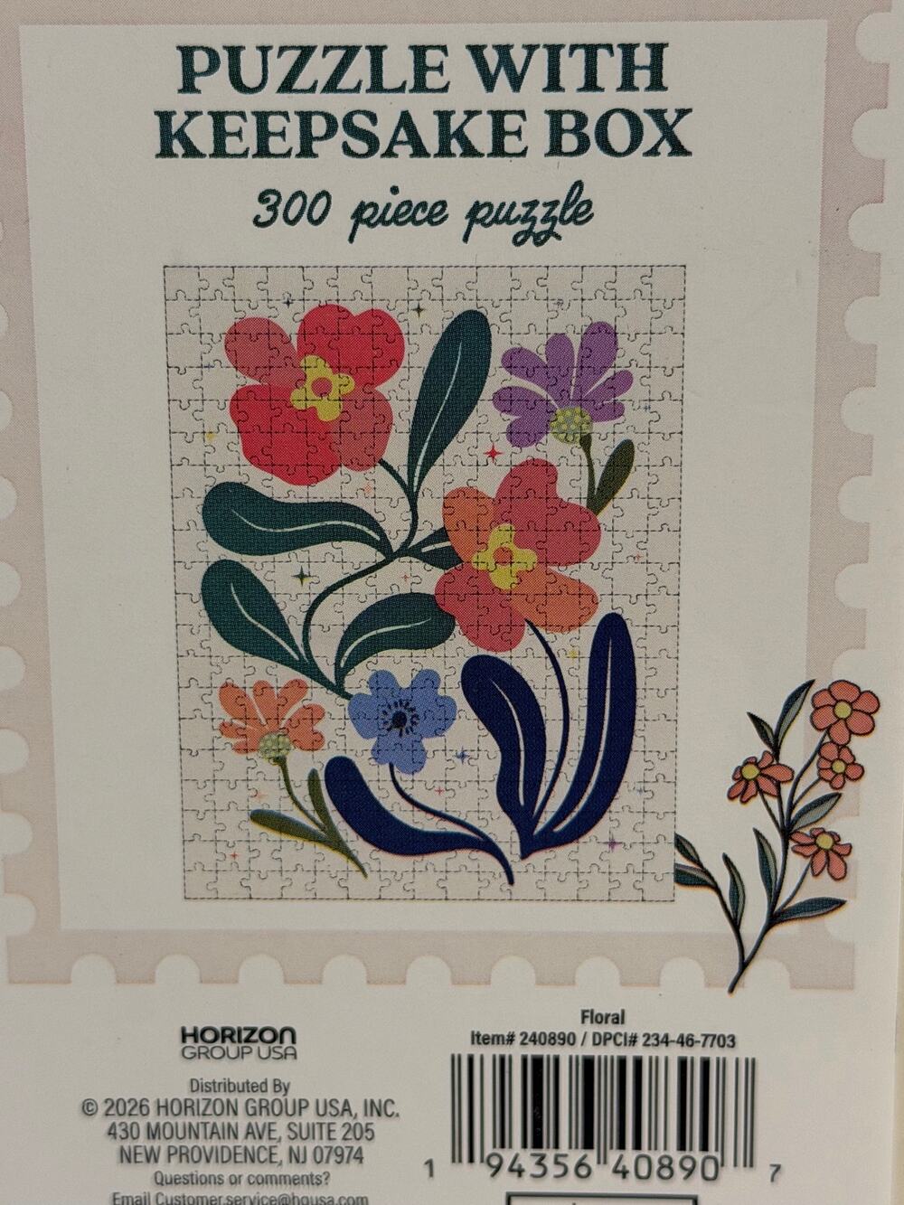 Horizon Group USA Floral 300 Piece Jigsaw Puzzle with Decorative Keepsake Box